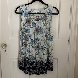 Navy print floral sleeveless top